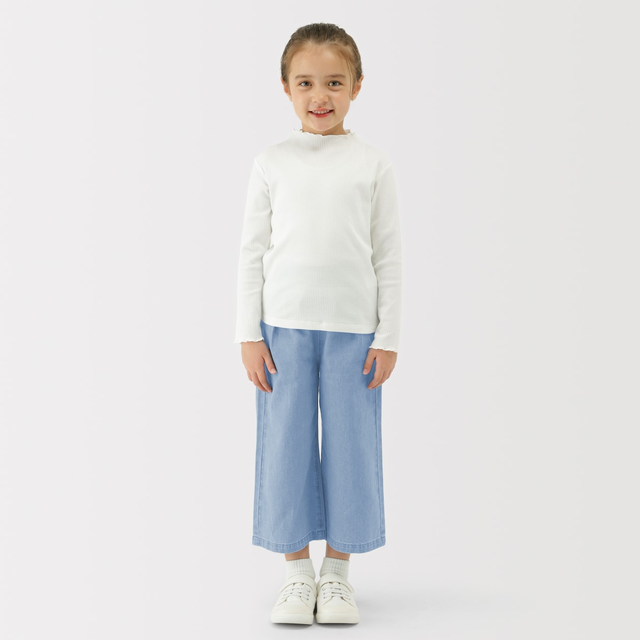 キッズ　ライトオンスデニムワイドパンツ