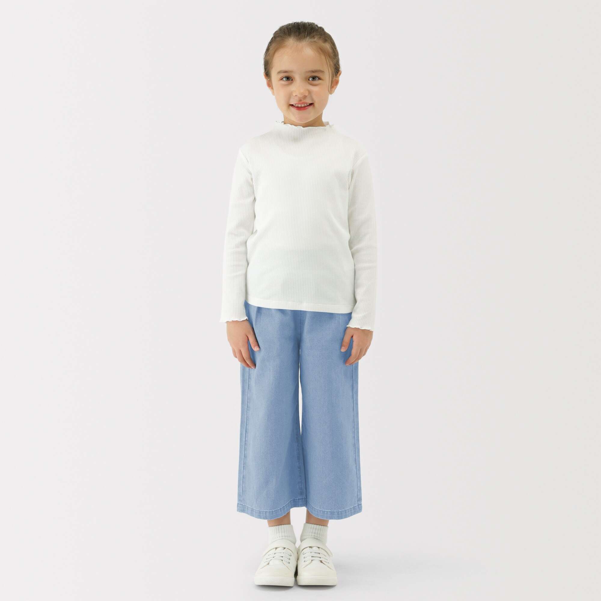 キッズ　ライトオンスデニムワイドパンツ