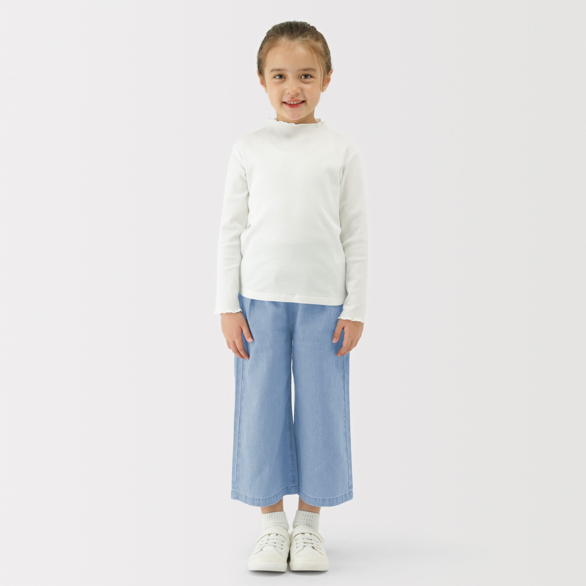 キッズ　ライトオンスデニムワイドパンツ