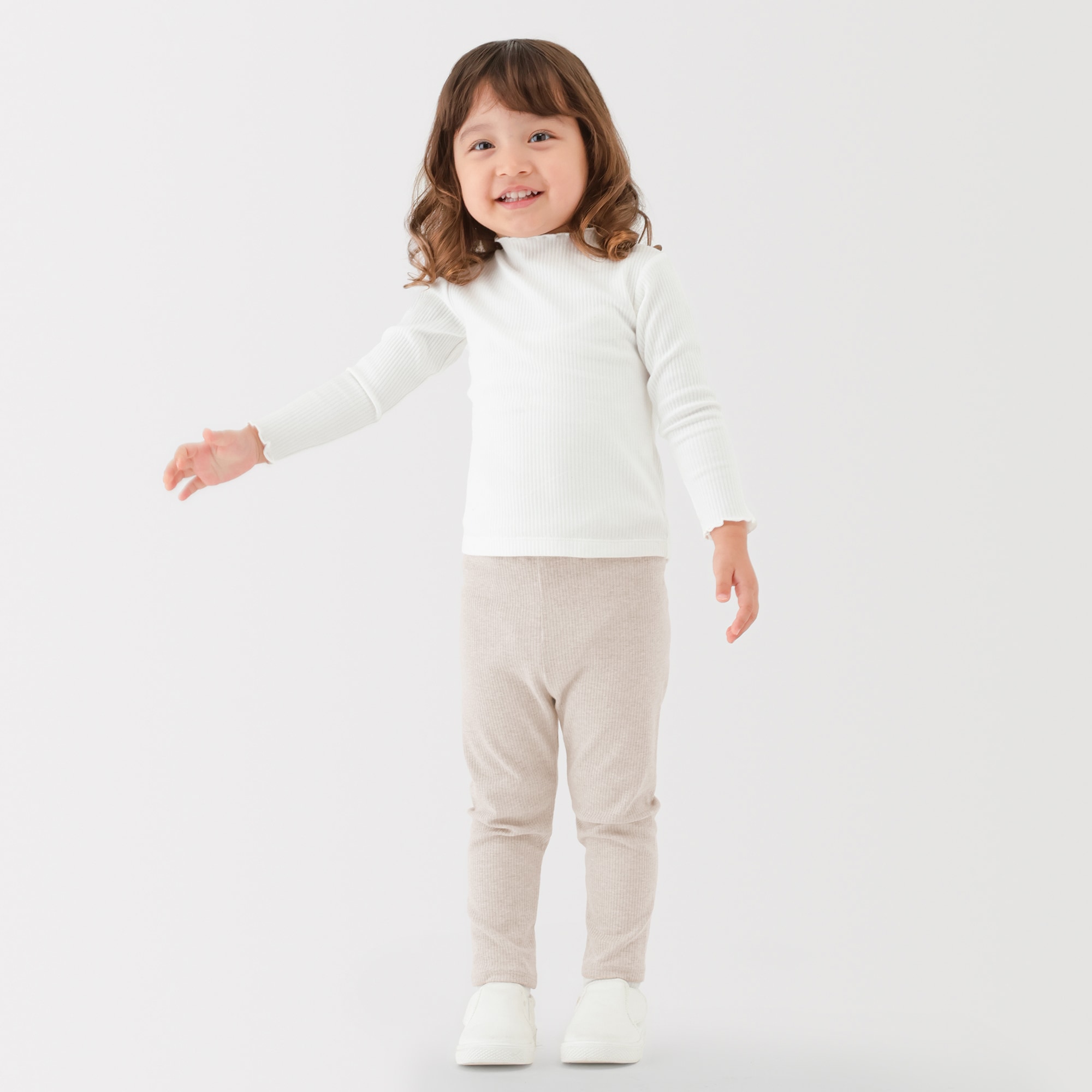 ベビー　おなかすっぽりストレッチ十分丈リブレギンス