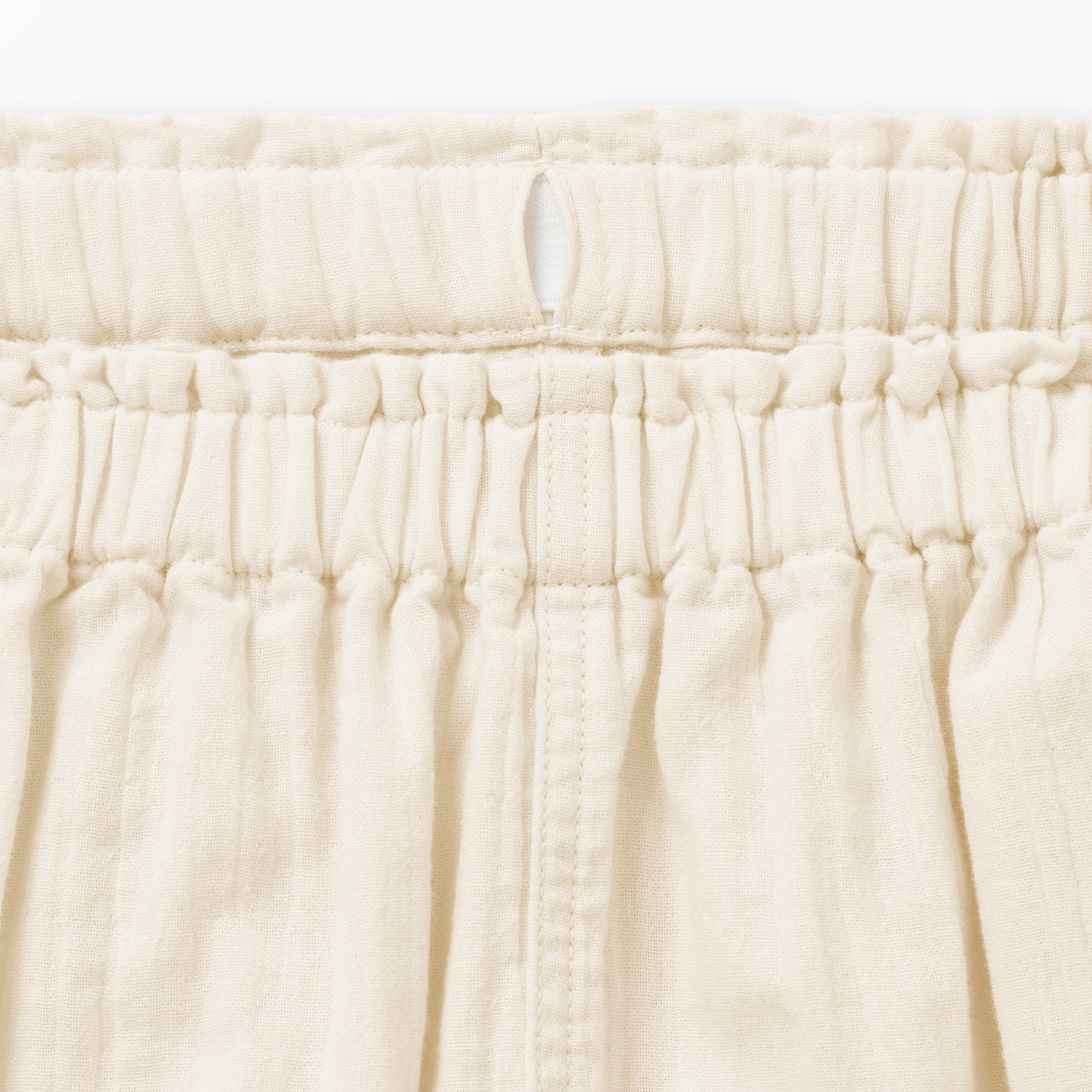 ベビー　おなかすっぽり楊柳ガーゼ七分丈パンツ