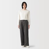 婦人　ムラ糸　チノタックワイドパンツ