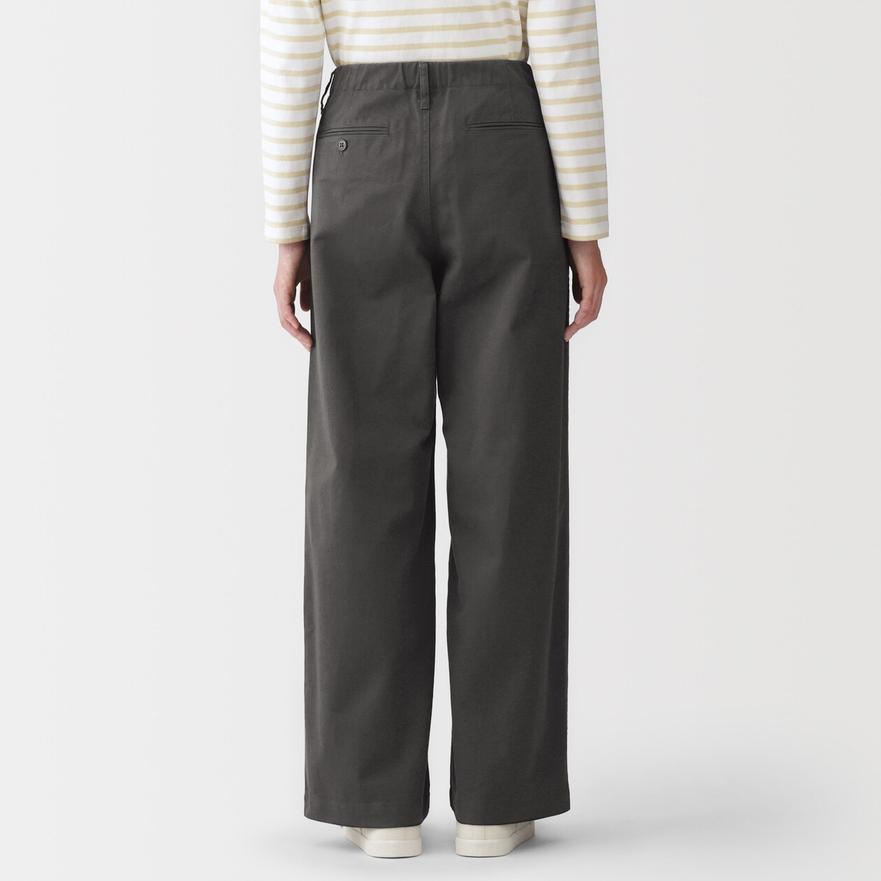 婦人　ムラ糸　チノタックワイドパンツ