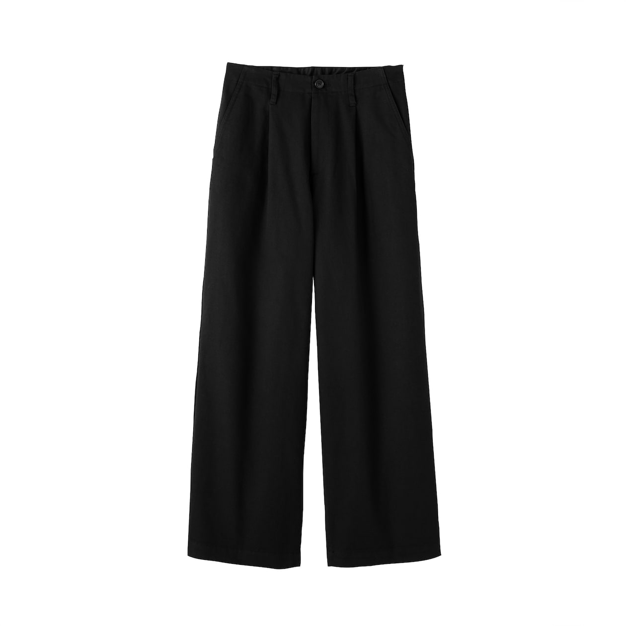 婦人　ムラ糸　チノタックワイドパンツ