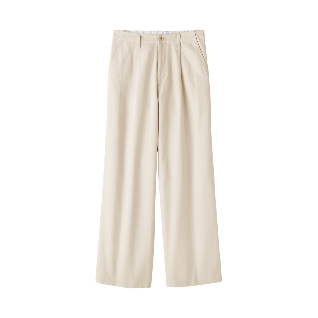 婦人　ムラ糸　チノタックワイドパンツ