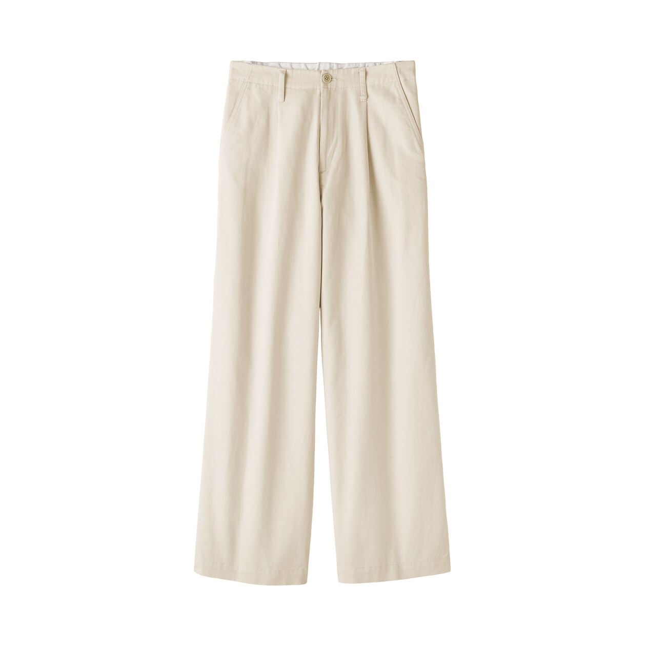 婦人　ムラ糸　チノタックワイドパンツ