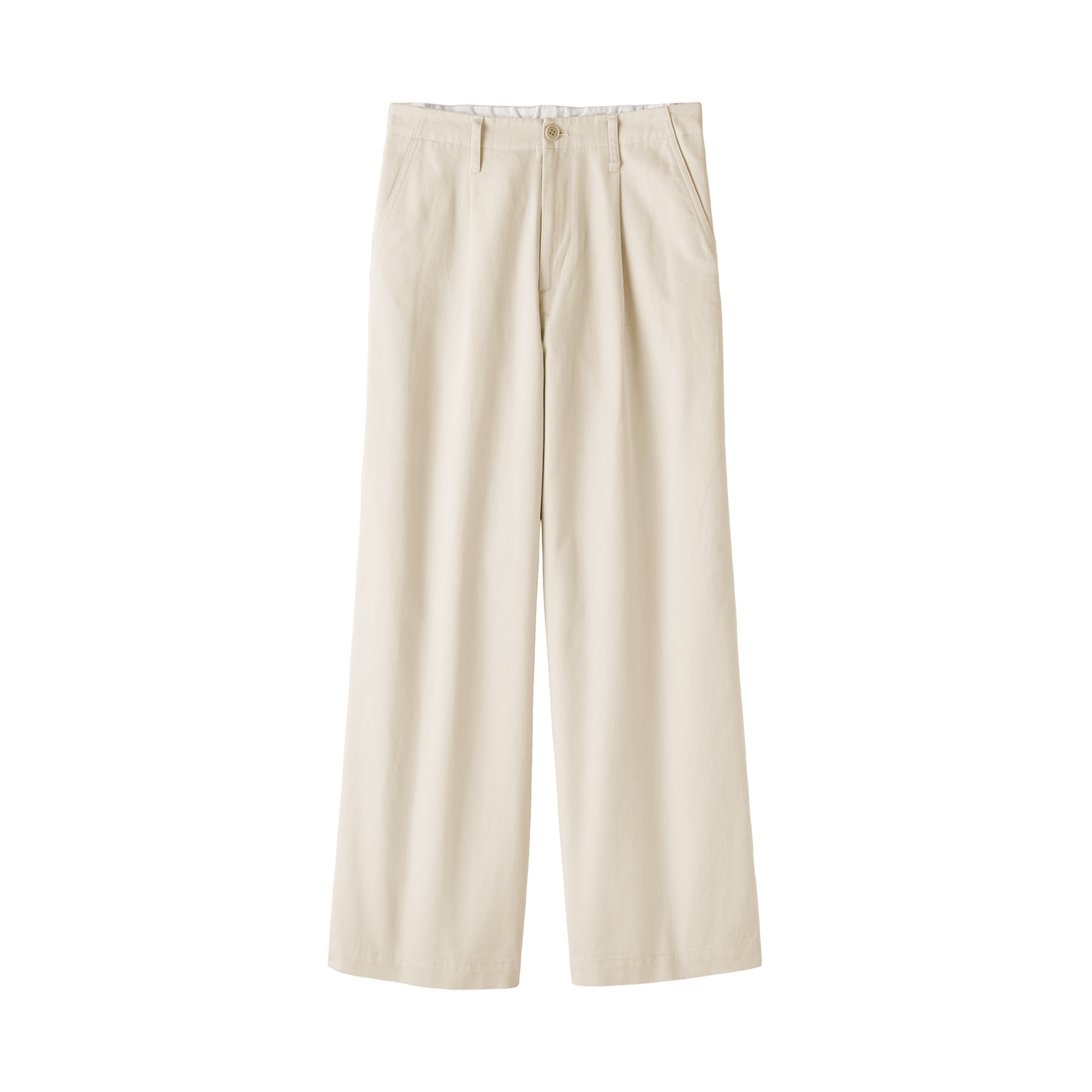 婦人　ムラ糸　チノタックワイドパンツ