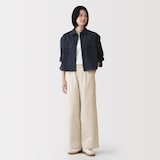 婦人　ムラ糸　チノタックワイドパンツ