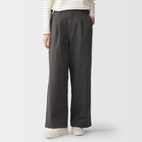 婦人　ムラ糸　チノタックワイドパンツ
