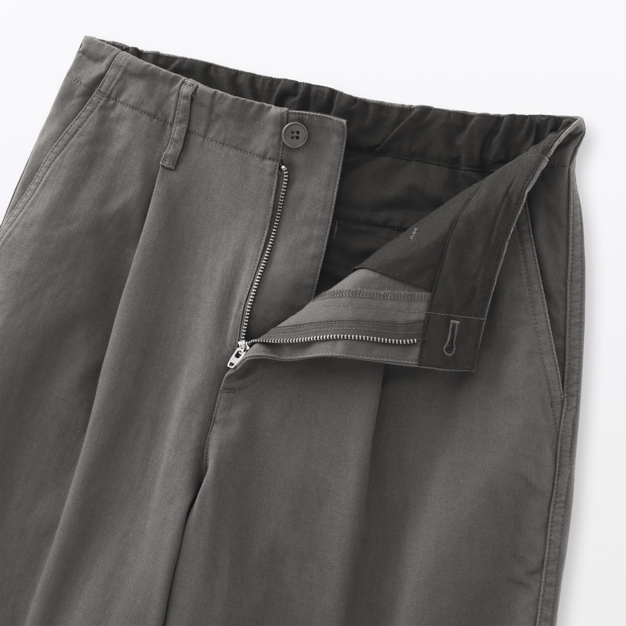 婦人　ムラ糸　チノタックワイドパンツ