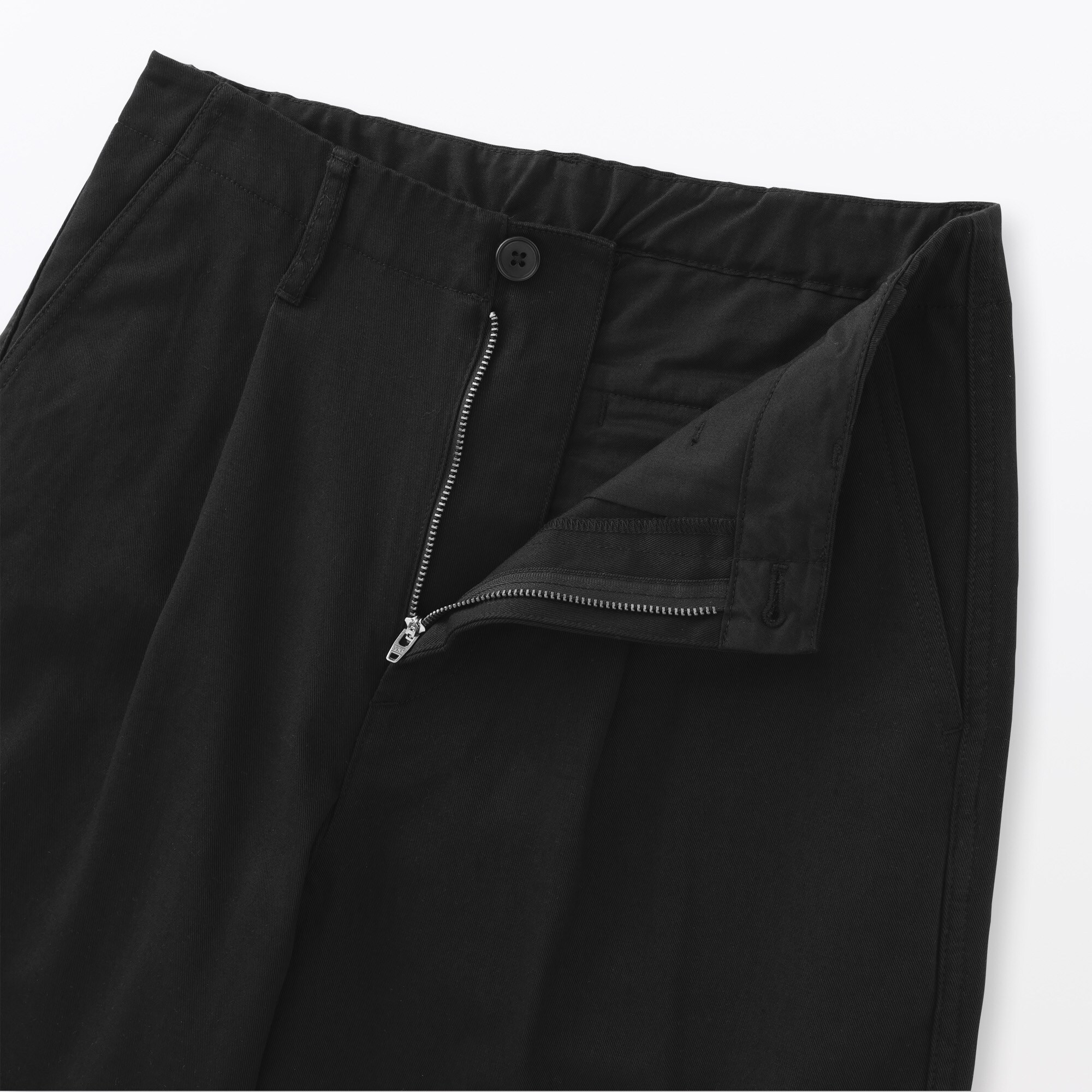 婦人　ムラ糸　チノタックワイドパンツ