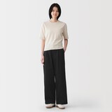 婦人　ムラ糸　チノタックワイドパンツ