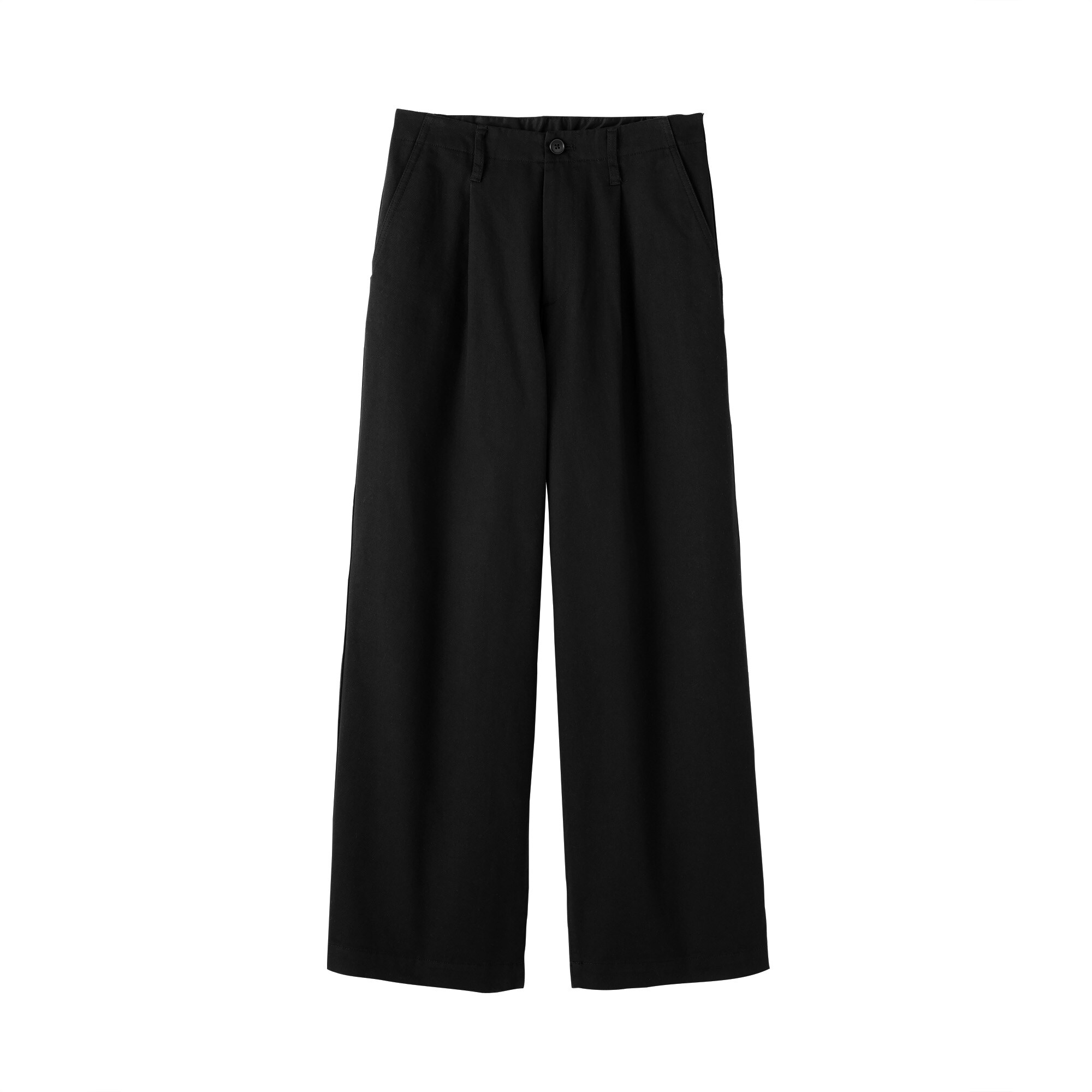 婦人　ムラ糸　チノタックワイドパンツ