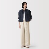 婦人　ムラ糸　チノタックワイドパンツ
