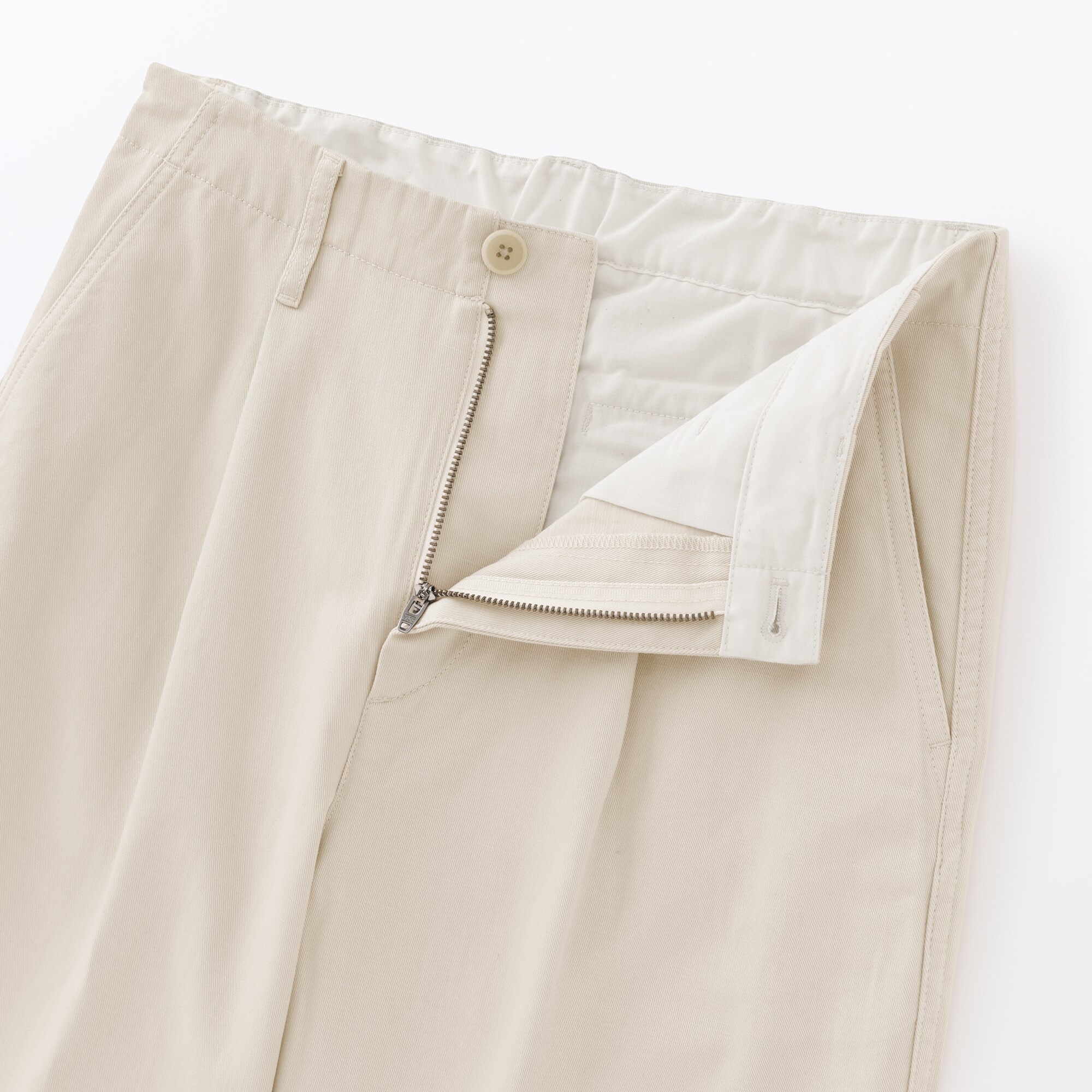 婦人　ムラ糸　チノタックワイドパンツ