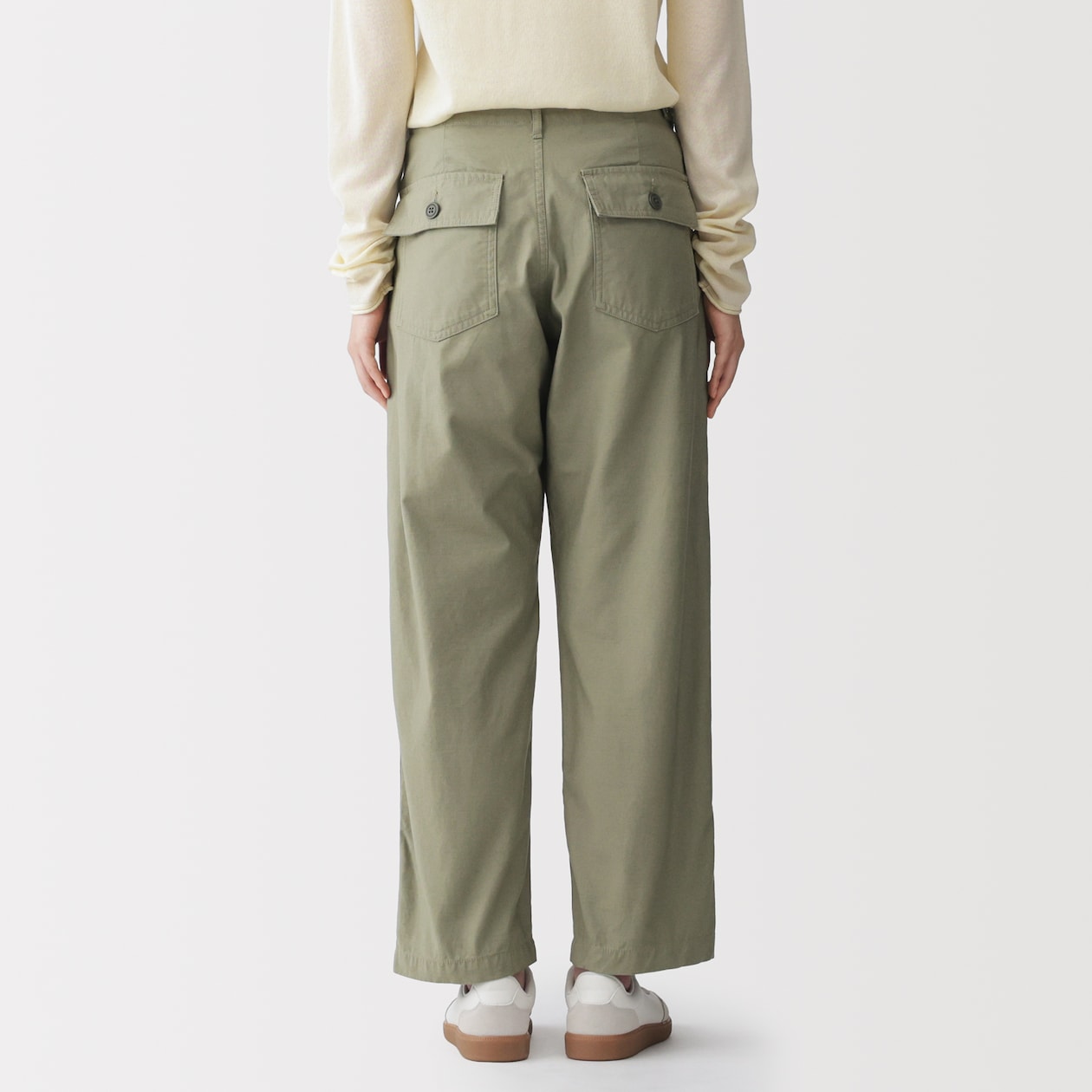 婦人　洗いざらしバックサテン　ベイカーパンツ