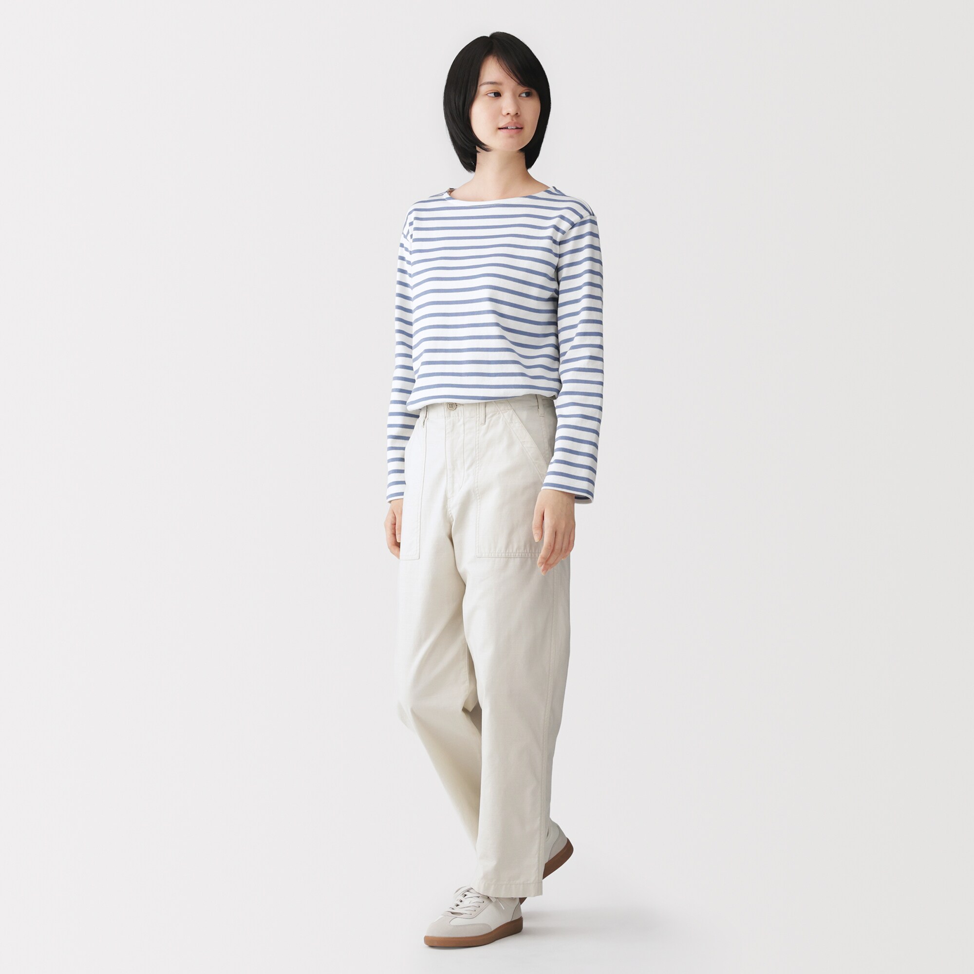 婦人　洗いざらしバックサテン　ベイカーパンツ