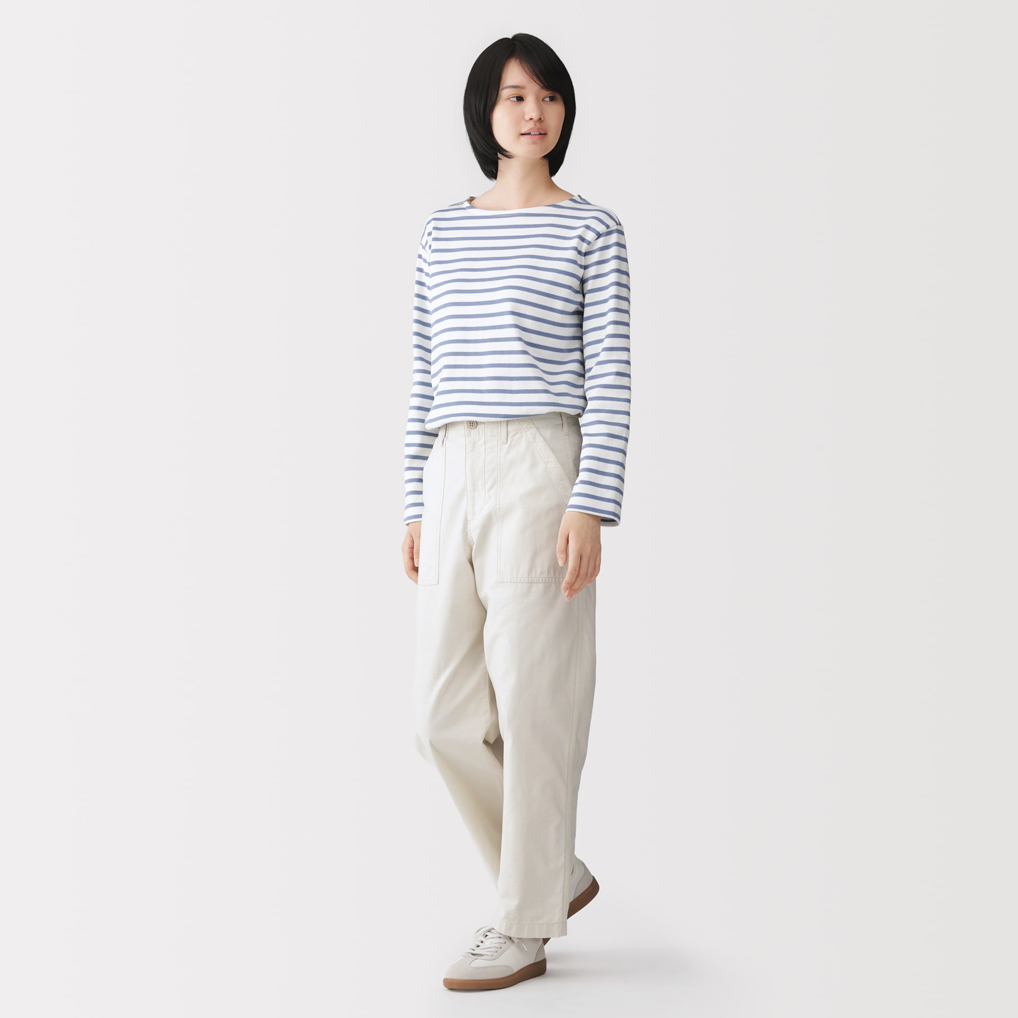 婦人　洗いざらしバックサテン　ベイカーパンツ