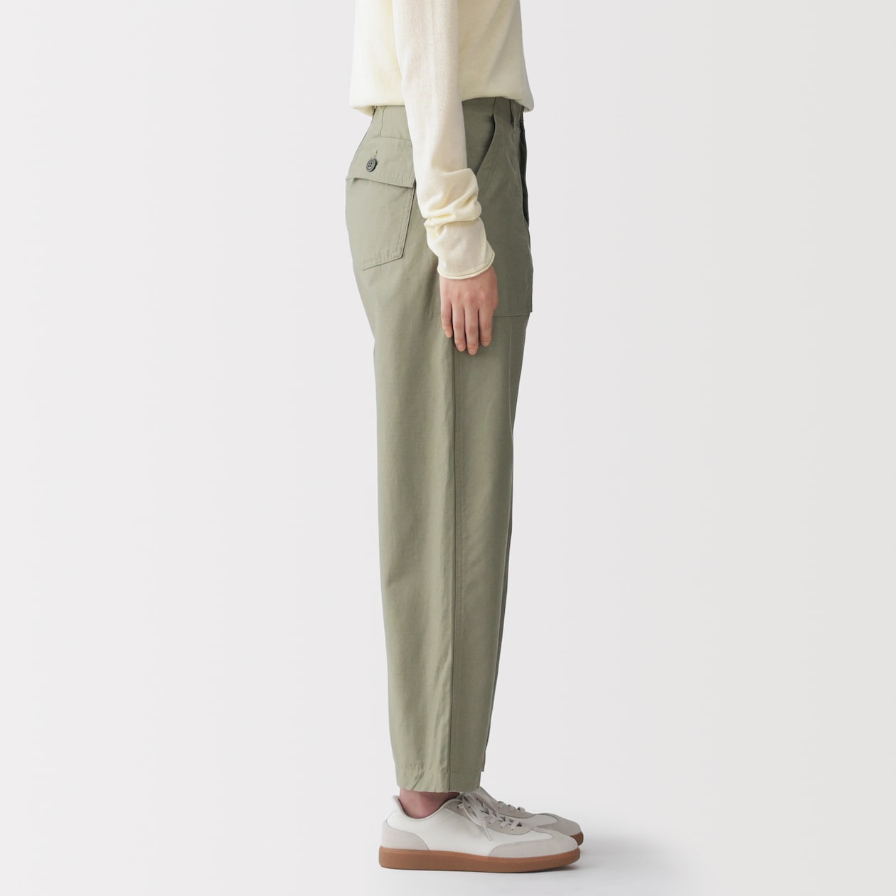 婦人　洗いざらしバックサテン　ベイカーパンツ