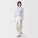 婦人　洗いざらしバックサテン　ベイカーパンツ