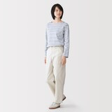 婦人　洗いざらしバックサテン　ベイカーパンツ