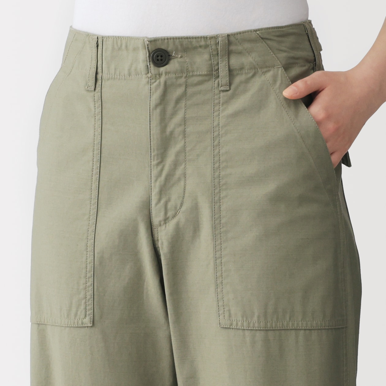 婦人　洗いざらしバックサテン　ベイカーパンツ