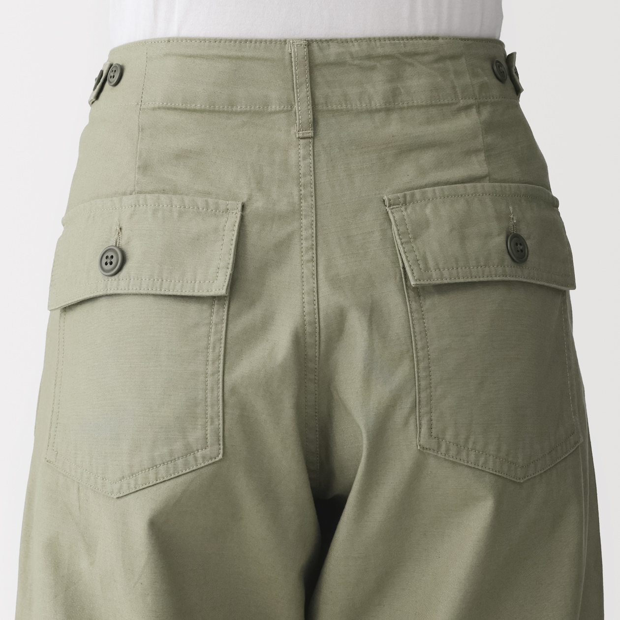 婦人　洗いざらしバックサテン　ベイカーパンツ