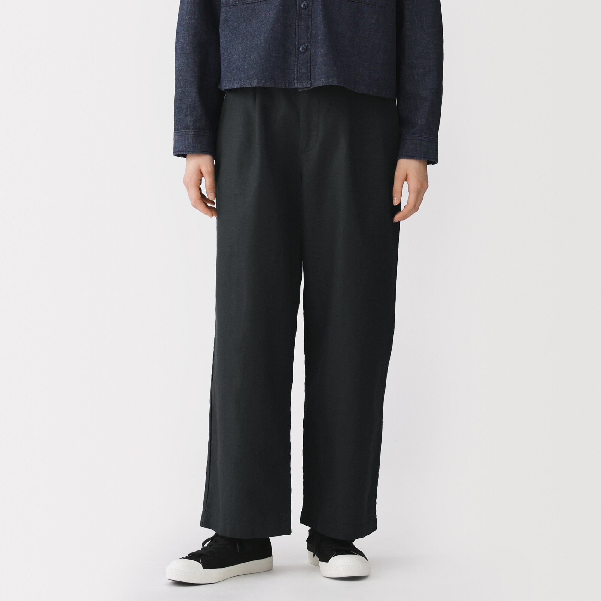 婦人　ヘンプ混ツイル　ストレートパンツ