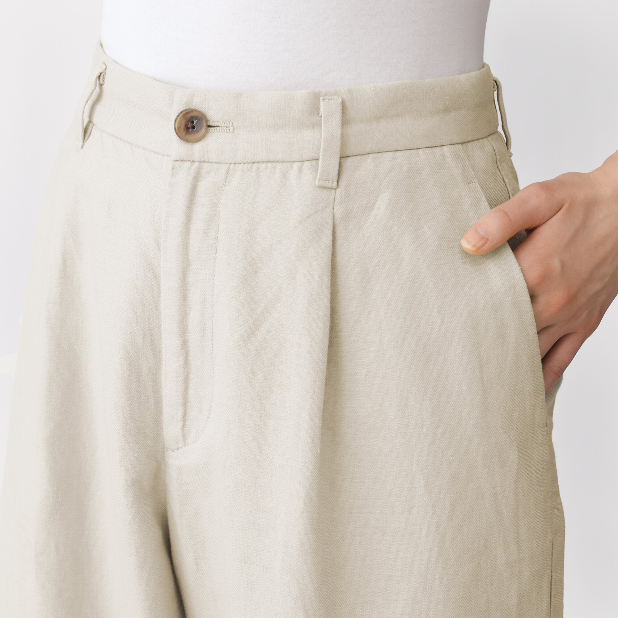婦人　ヘンプ混ツイル　ストレートパンツ