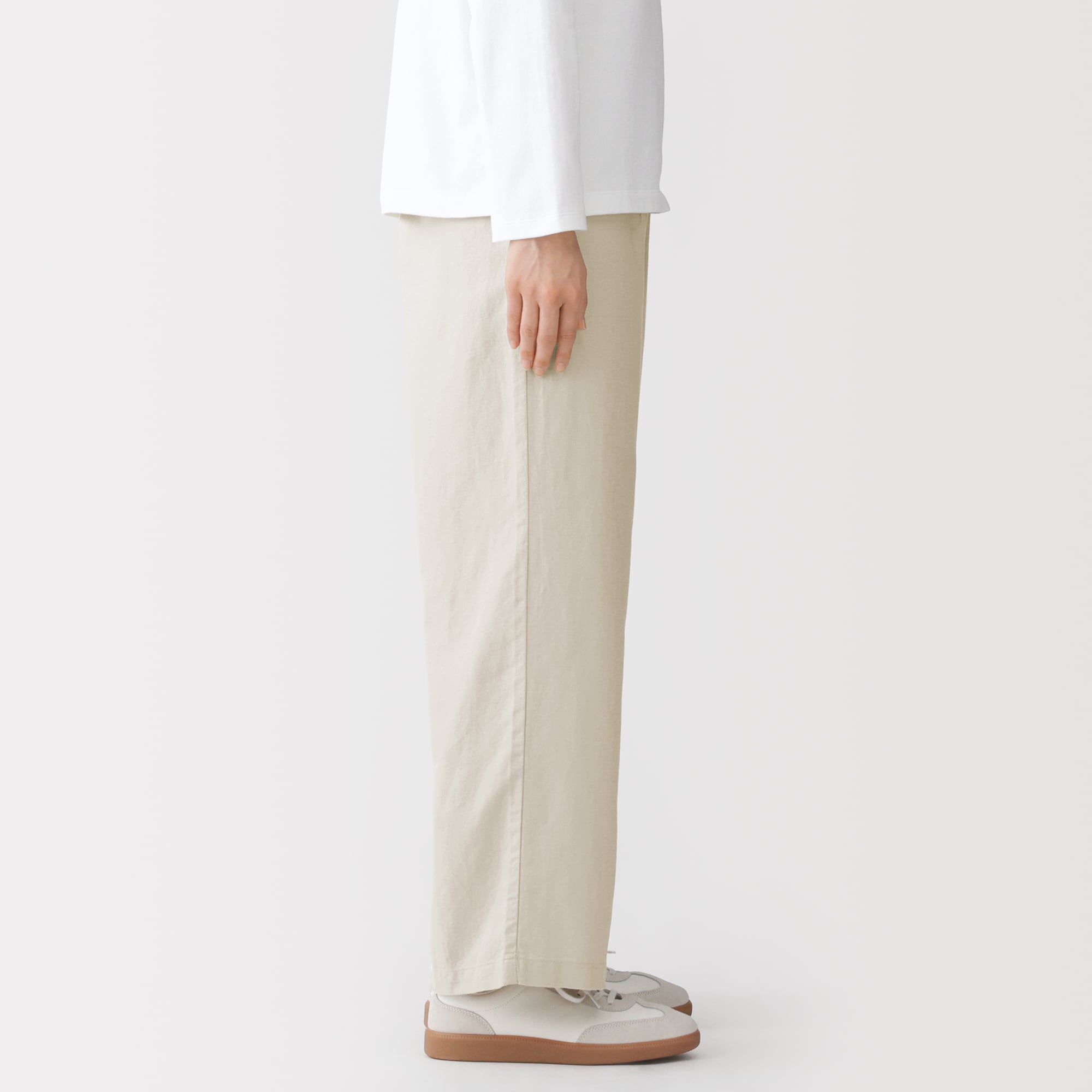 婦人　ヘンプ混ツイル　ストレートパンツ