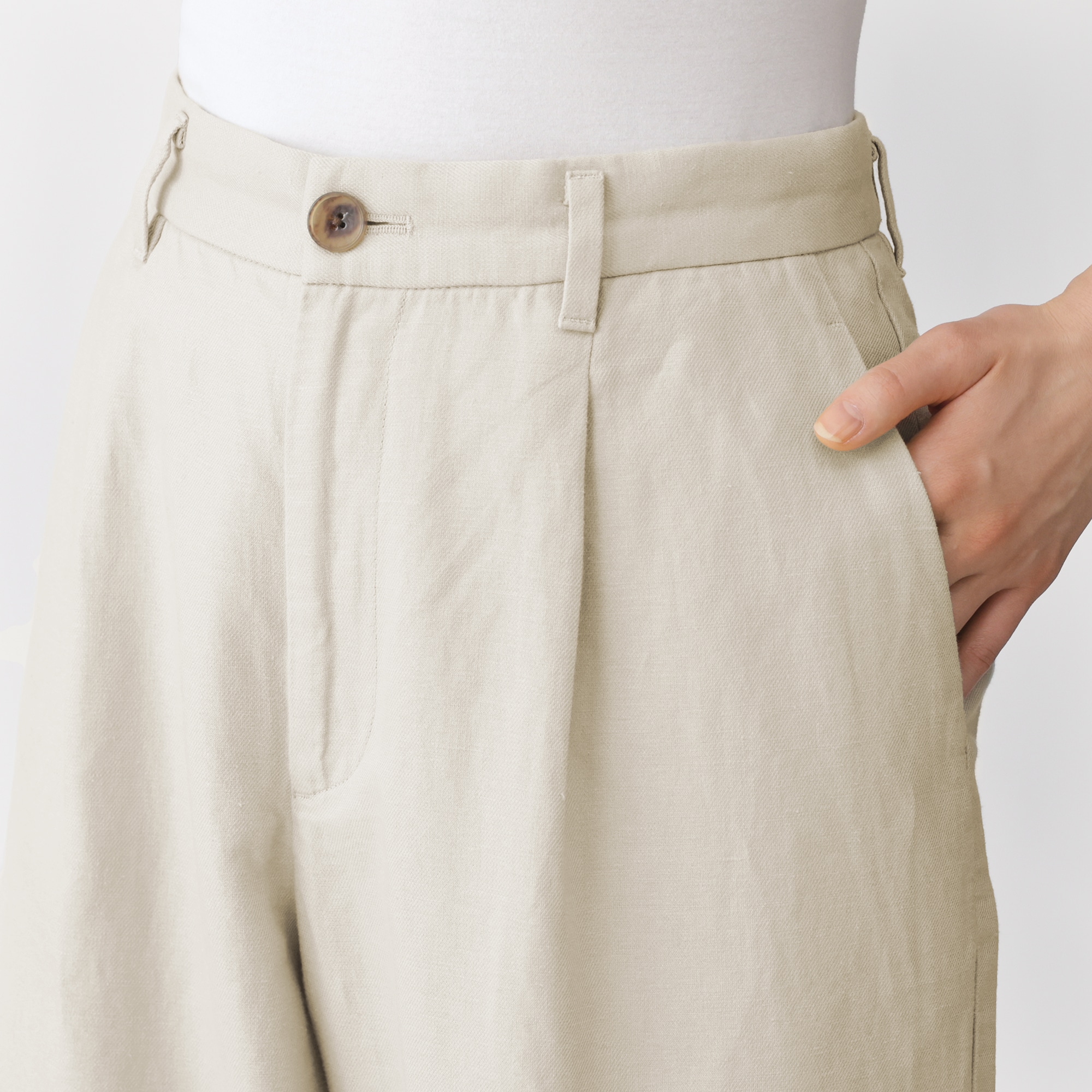 婦人　ヘンプ混ツイル　ストレートパンツ