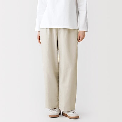 婦人　ヘンプ混ツイル　ストレートパンツ