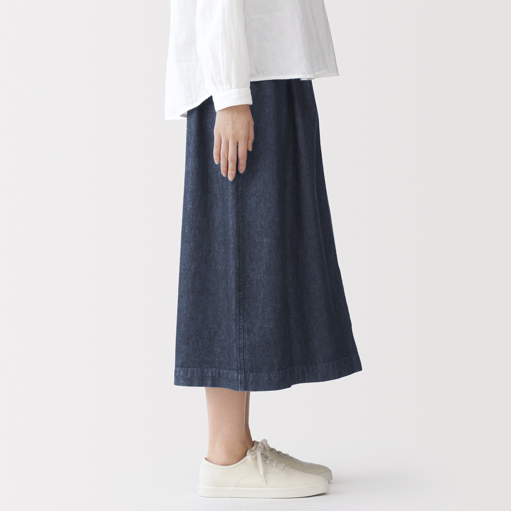 婦人　洗いざらしデニム　イージースカート