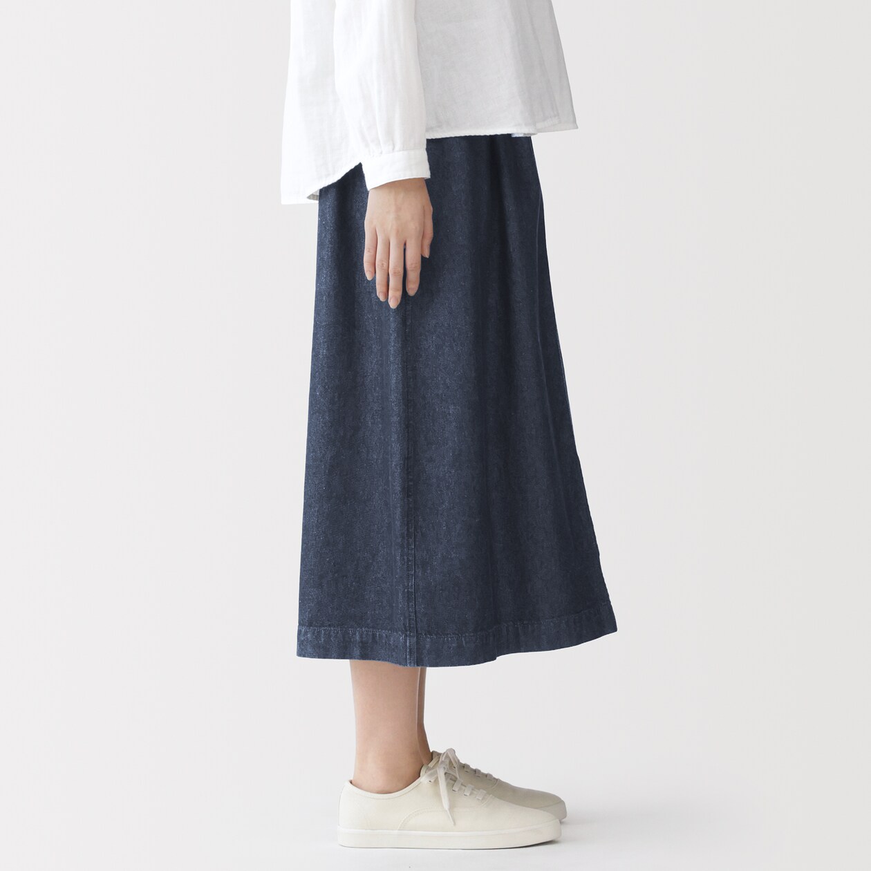 婦人　洗いざらしデニム　イージースカート