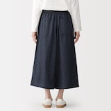 婦人　カポック混　ライトデニムスカートパンツ