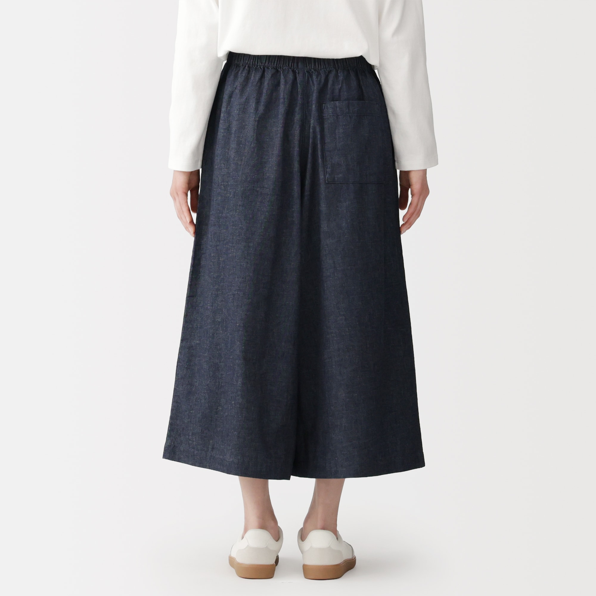 婦人　カポック混　ライトデニムスカートパンツ