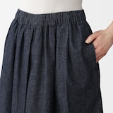 婦人　カポック混　ライトデニムスカートパンツ