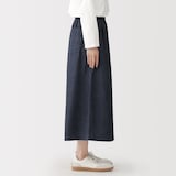 婦人　カポック混　ライトデニムスカートパンツ