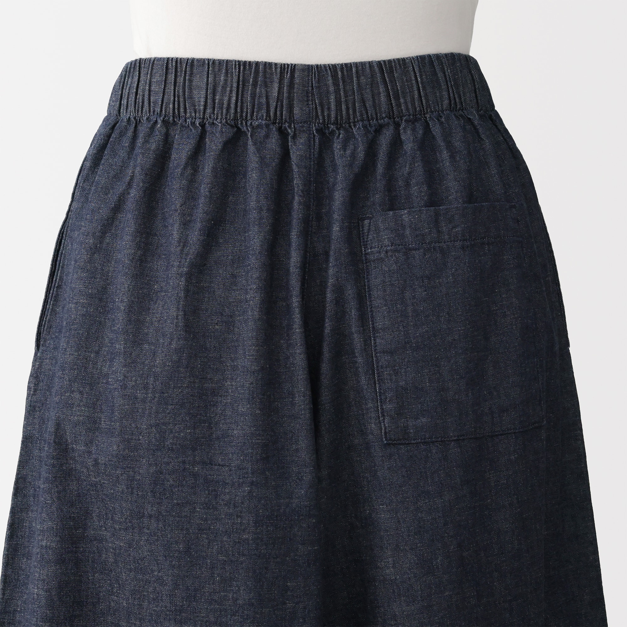 婦人　カポック混　ライトデニムスカートパンツ