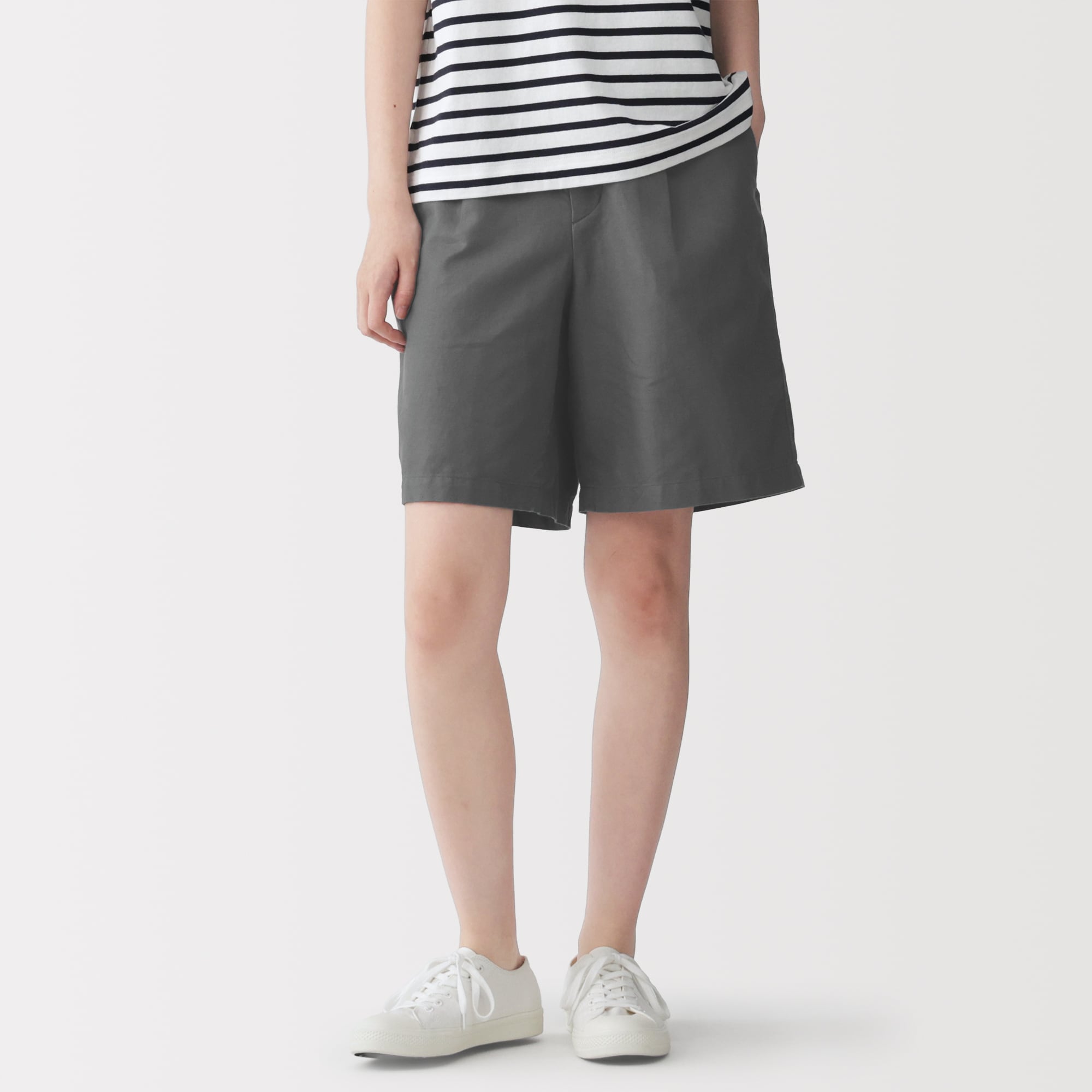 婦人　ヘンプ混ツイル　ハーフパンツ