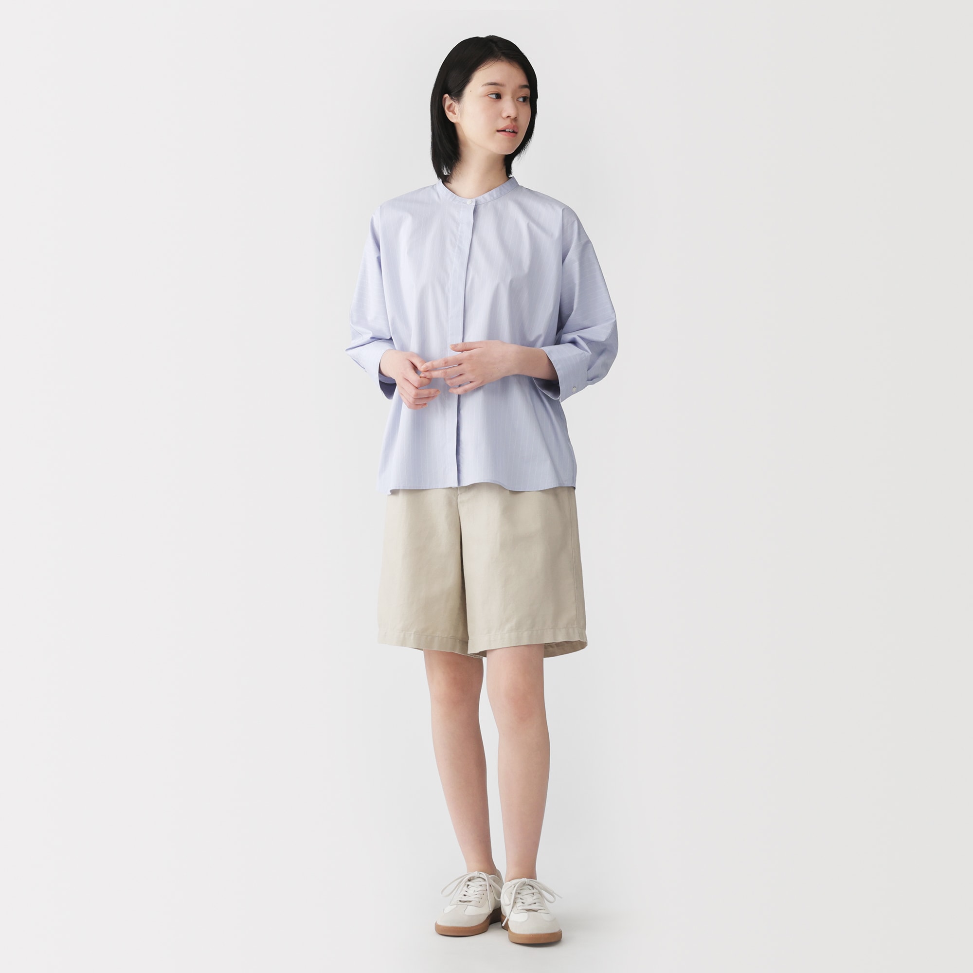 婦人　ヘンプ混ツイル　ハーフパンツ