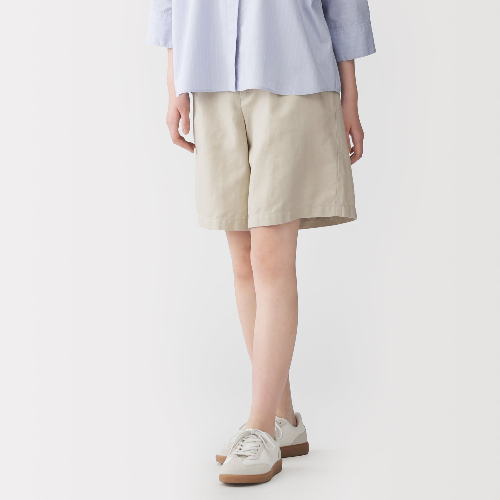 婦人　ヘンプ混ツイル　ハーフパンツ