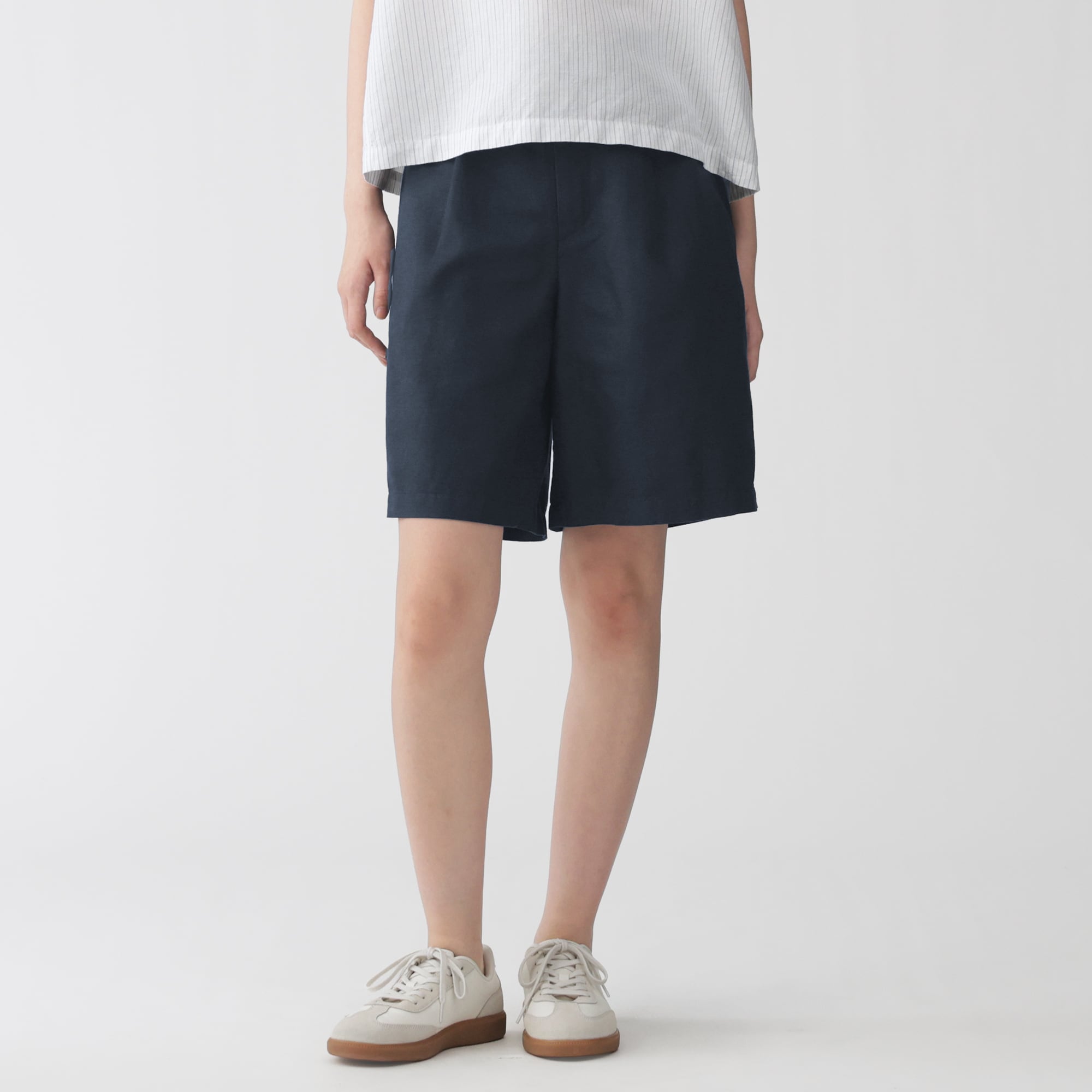 婦人　ヘンプ混ツイル　ハーフパンツ