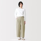 婦人　高密度ツイル　ワイドテーパードパンツ