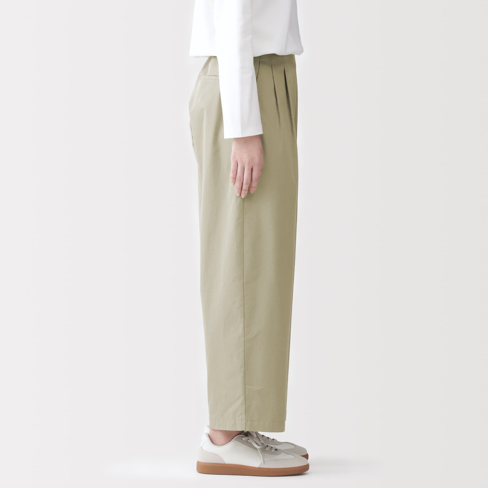 婦人　高密度ツイル　ワイドテーパードパンツ