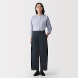 婦人　高密度ツイル　ワイドテーパードパンツ