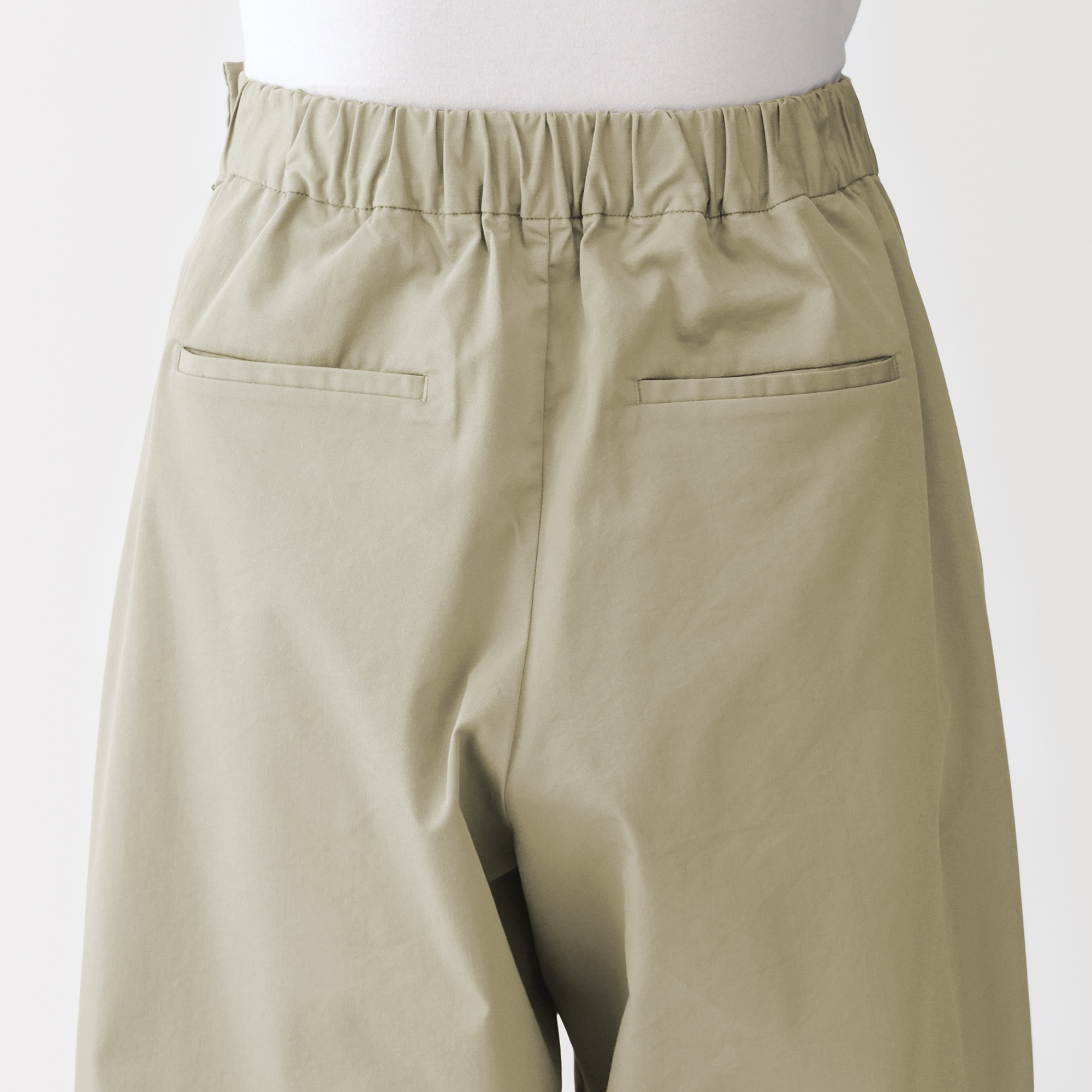 婦人　高密度ツイル　ワイドテーパードパンツ