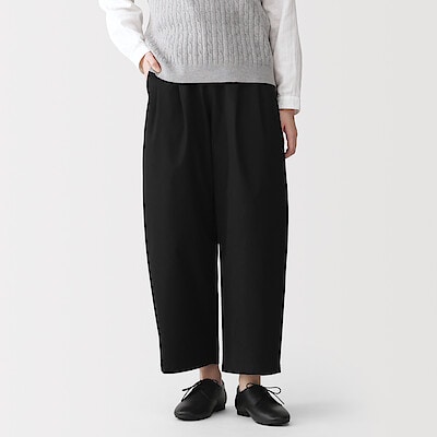 婦人　高密度ツイル　ワイドテーパードパンツ