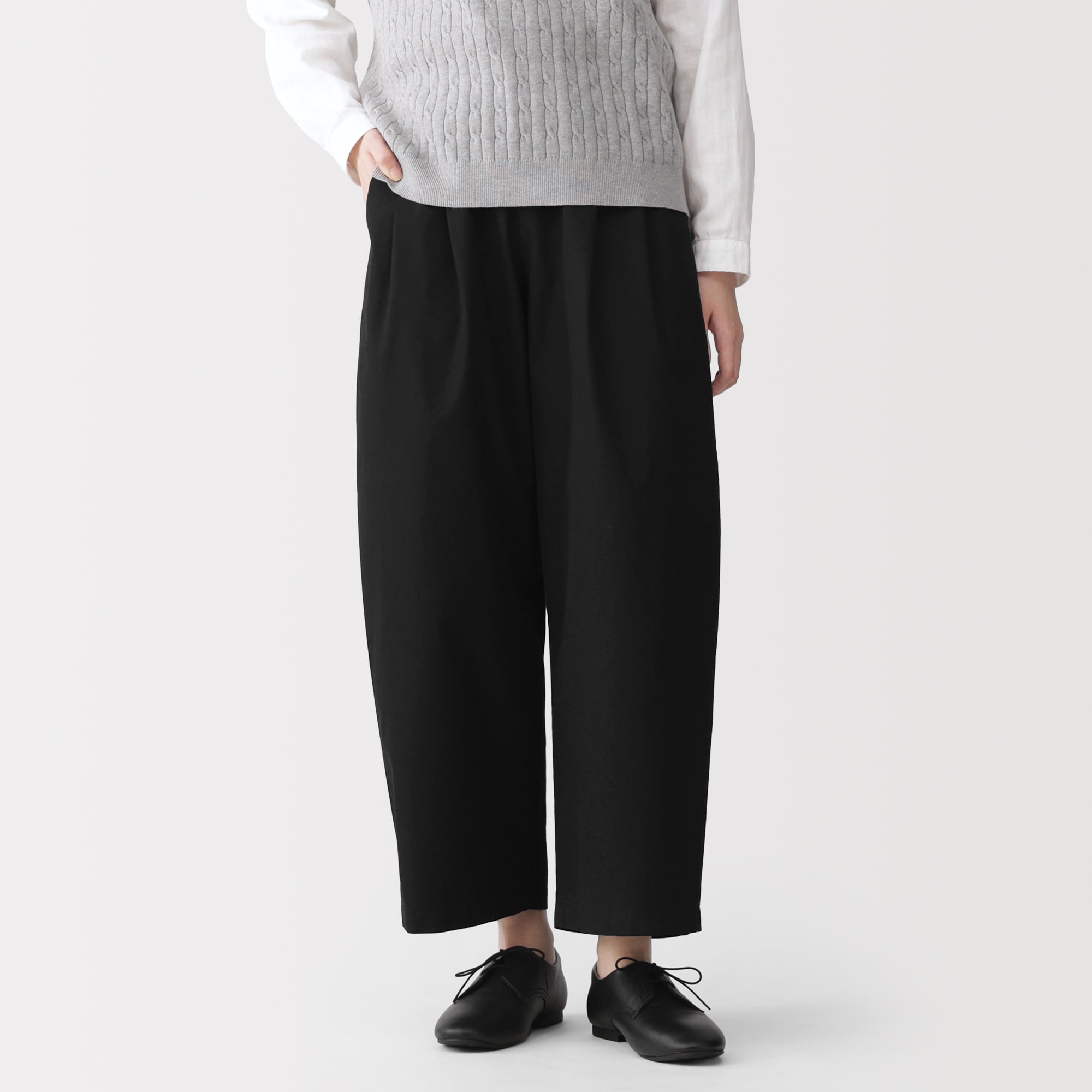 婦人 高密度ツイル ワイドテーパードパンツ | 無印良品
