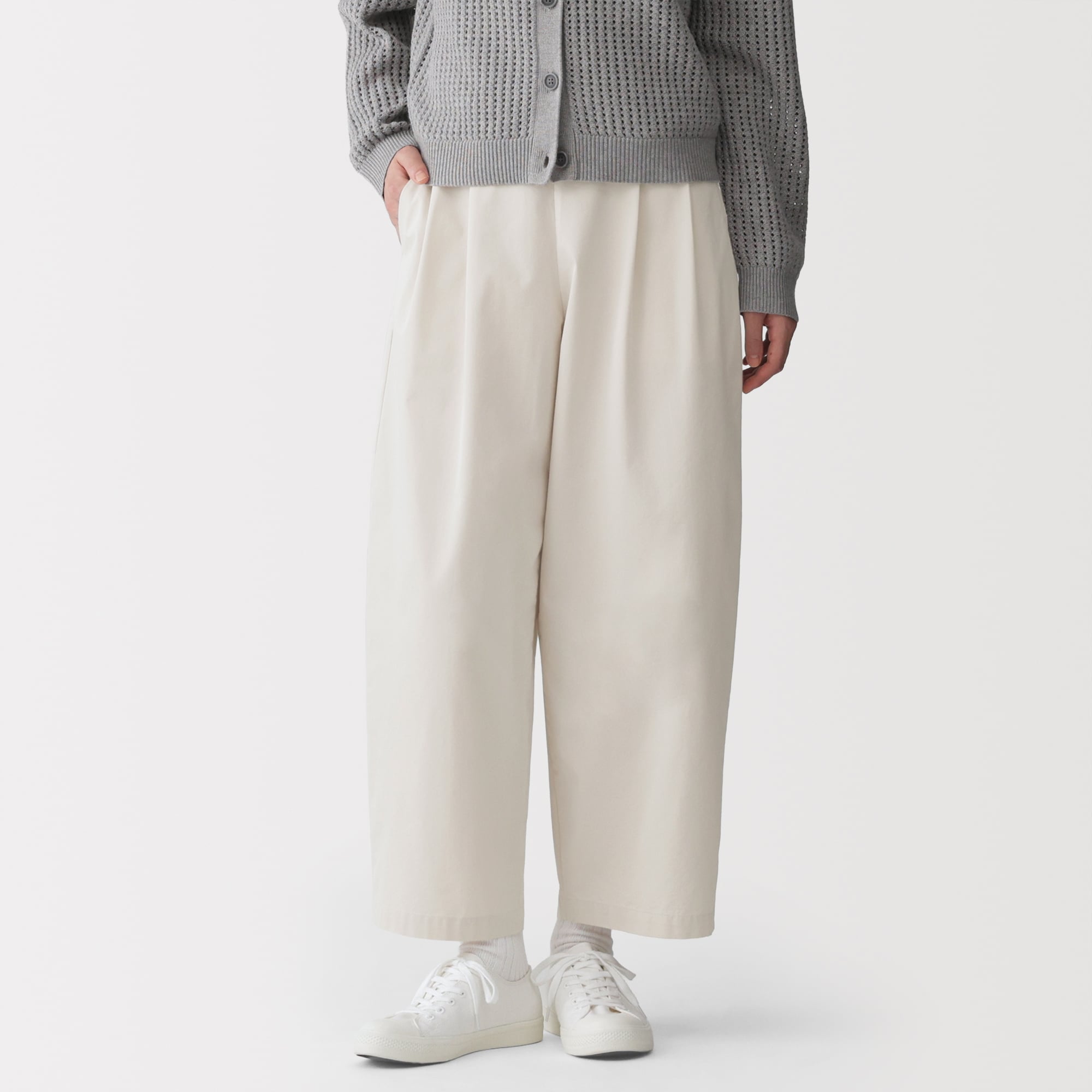 婦人 高密度ツイル ワイドテーパードパンツ | 無印良品